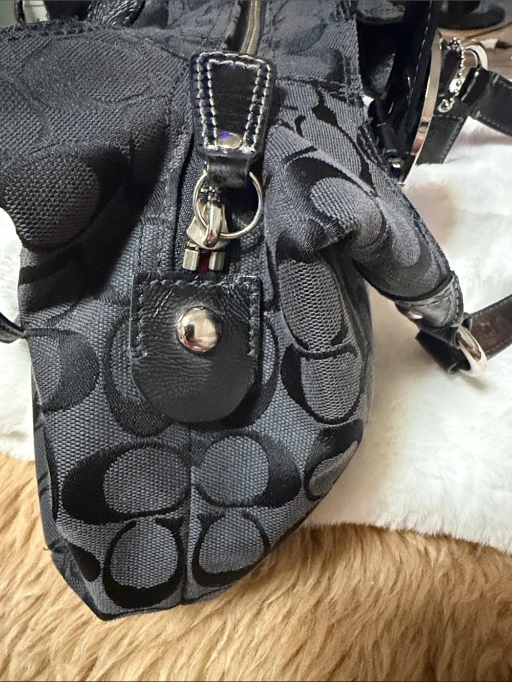 Y2K Vtg Coach Black Signature Soho Hobo Canvas and Leather